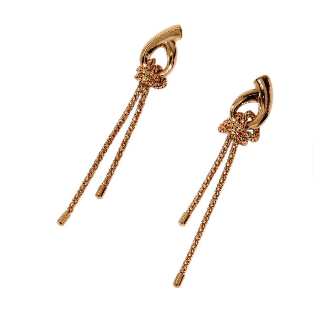 Claires Gold-tone Knotted Chain Drop Earrings